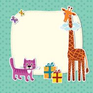 Baby card with cat and giraffe N2