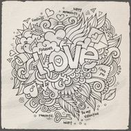 Love hand lettering and doodles elements sketch N12