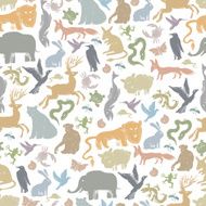Group of Animals Silhouettes Zoo Seamless Pattern