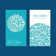 Vector abstract underwater plants vertical round frame pattern business cards N3