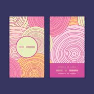 Vector doodle circle texture vertical round frame pattern business cards N2