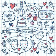 Set of Valentine&#039;s Day sketchy clipart