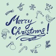 Christmas sketch Congratulations with New year in Typographic style N9