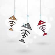 three fish skeleton on the hook