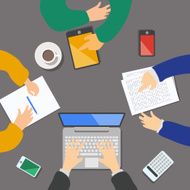 Business meeting concept top view people flat design vector N2