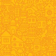 Seamless doodle city vector pattern N2