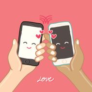 Hands are holding Smart Phone for love