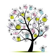 Holiday tree with gift boxes for your design