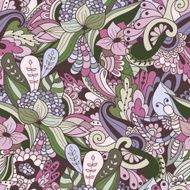 Vector hand-drawn floral seamles pattern abstract leaves and flowers N4