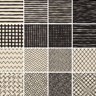 Basic Doodle Seamless Pattern Set No 2 in black and white