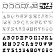 Hand drawn doodle font family N6 Vector illustration