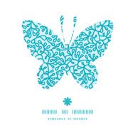 Vector abstract underwater plants butterfly silhouette pattern frame