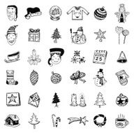 Christmas hand drawn icons set vector illustration N4
