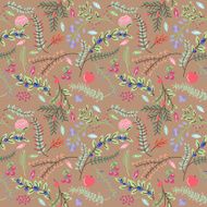 Seamless Tileable Vintage Floral Background Pattern - Vector Illustration N5