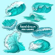 Waves icons set colored