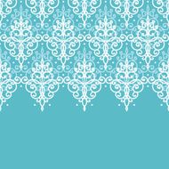 Light blue swirls damask horizontal seamless pattern background