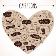 Hand drawn cafe icons food and drink made in vector