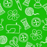 Cartoon Hand Drawn Seamless Pattern with Sewing and Tailoring Elements N8