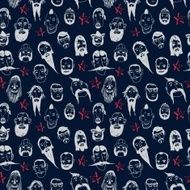 Beards and mustashes seamless pattern N2