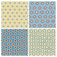 Cute Hand Drawn Seamless Pattern Set Cross and Circle