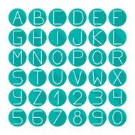 Simple colorful font Alphabet set Vector letters and numbers