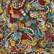 Cartoon doodles cinema seamless pattern N5