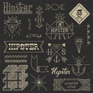 Vintage hipster hand drawn design elements set 9 dark