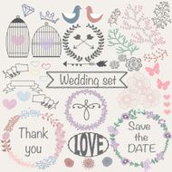 Hand drawn vector wedding set