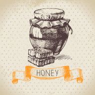 Honey background with hand drawn sketch illustration N10