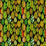 vector seamless pattern with doodle leaves N19