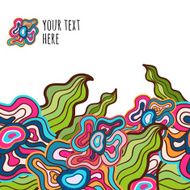 Hand-drawn waves floral pattern abstract leaves and flowers N3