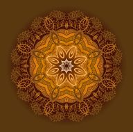 Hand drawn ethnic circular beige ornament N9