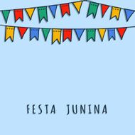 Brazilian june party vector background with flags garland