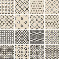 Basic Doodle Seamless Pattern Set No 9 in black and white