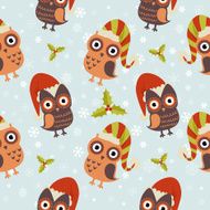 Cute Christmas owl with presents seamless pattern N7