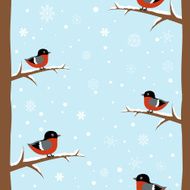 Winter bullfinch bird seamless pattern N3