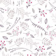 Floral seamless vector pattern brown herbs on white background