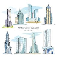 Modern sketch buildings colored N2
