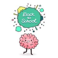 Cute cartoon brain Back to school background