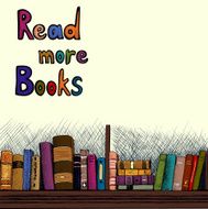 Sketch background with a book shelf N2