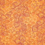 Outline floral seamless pattern with flowers and birds N2