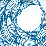 Blue hair waves doodle circle frame N5