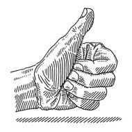 Thumbs Up Hand Liking Drawing