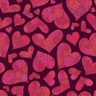 Textured Hearts Seamless Pattern Background