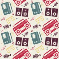 retro gadgets monochrome pattern