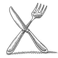 Cutlery Fork And Knife Drawing