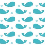 Seamless wallpaper blue whales Vector illustration N2