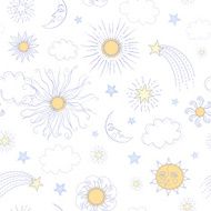 Seamless pattern with doodle sun