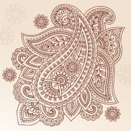 Henna Mehndi Tattoo Paisley Floral Doodle Vector Elements