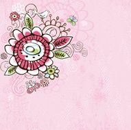hand draw flowers on pink grunge background